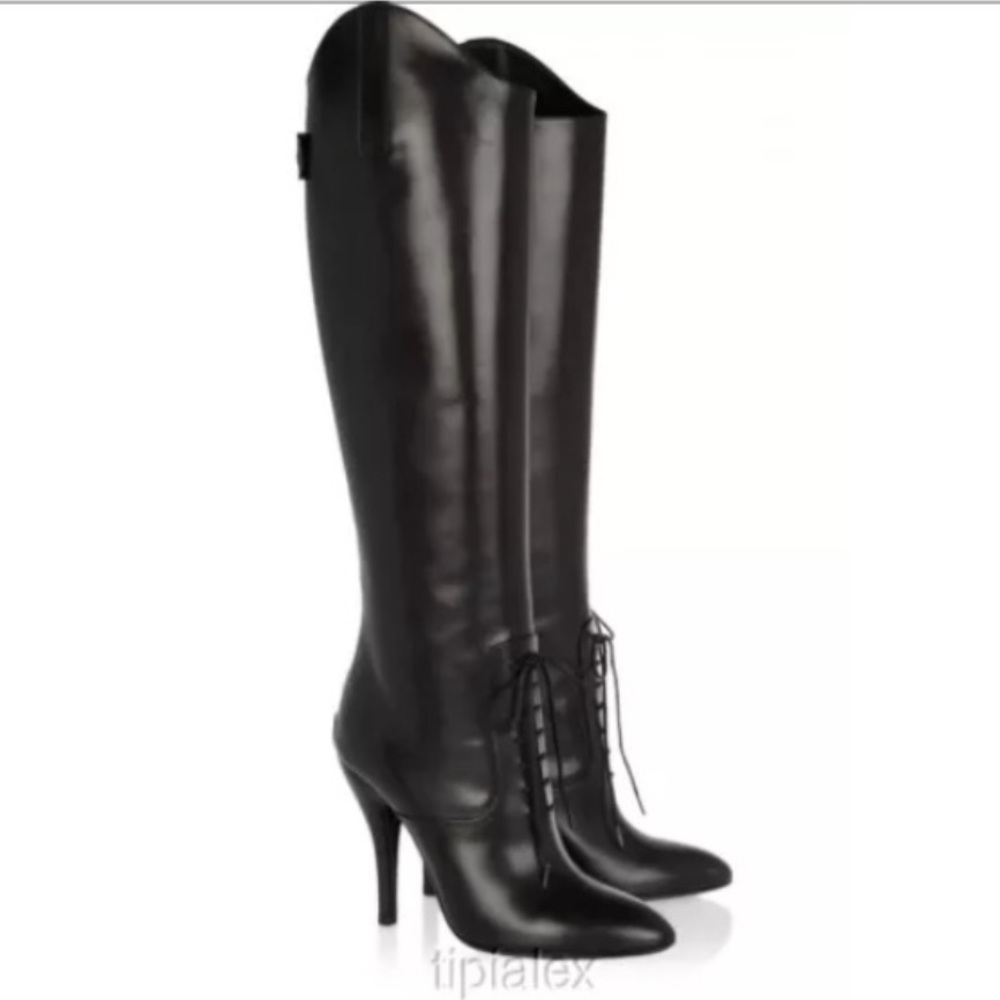 GUCCI BLACK LEATHER RUNWAY AD CAMPAIGN BOOTS, 38